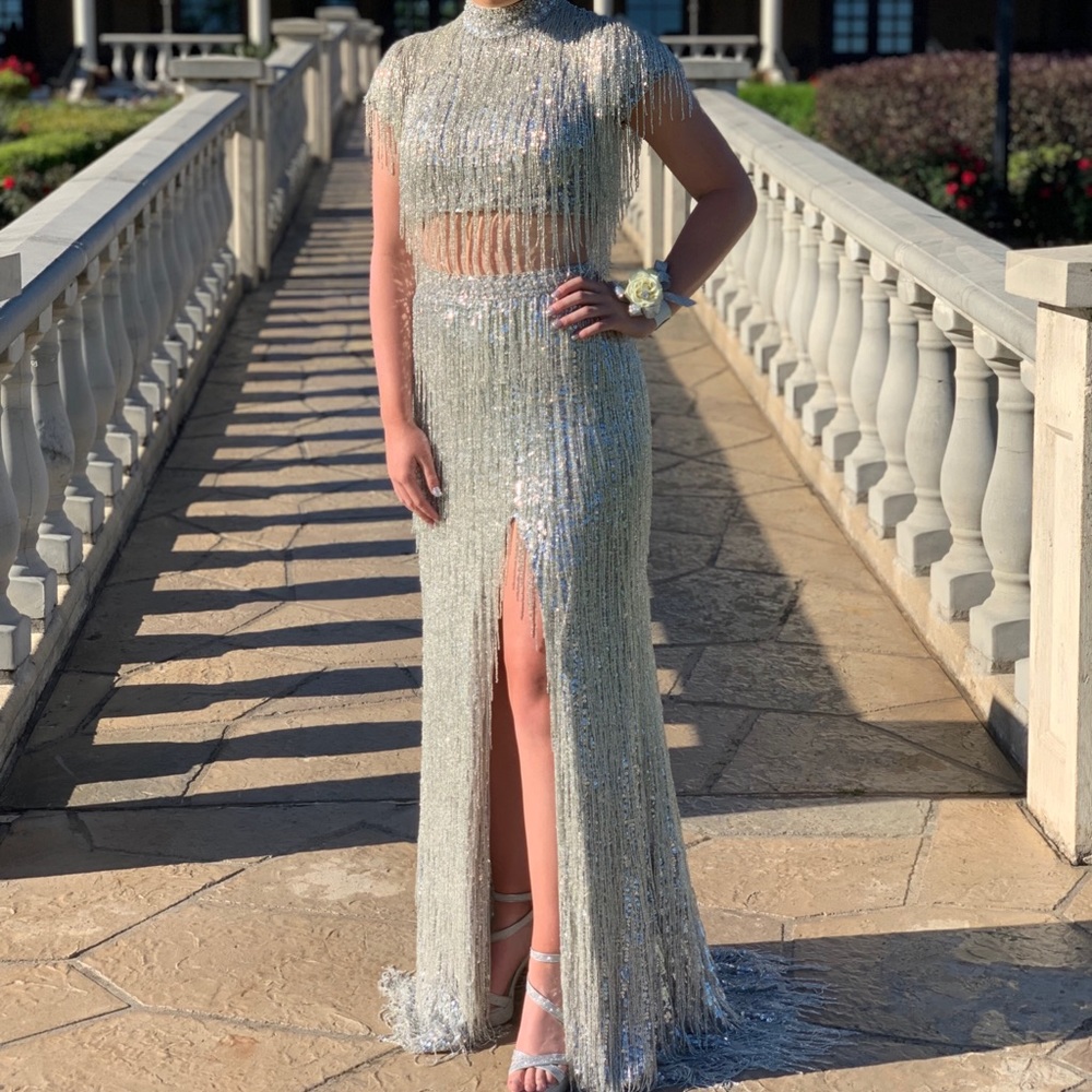 Sherri Hill 51220 gorgeous silver dress